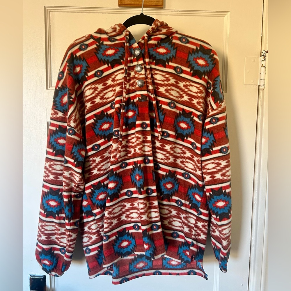 Wrangler Retro Red and Cream Fleece Hoodie